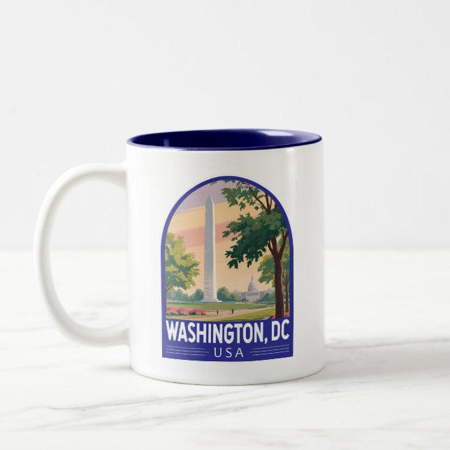 Caneca De Café Em Dois Tons Washington DC Travel Art Emblem (Esquerda)