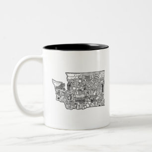 Caneca De Café Em Dois Tons Washington Doodle