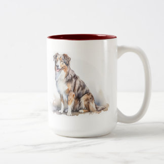 Caneca De Café Em Dois Tons Watercolor australiano Shepherd