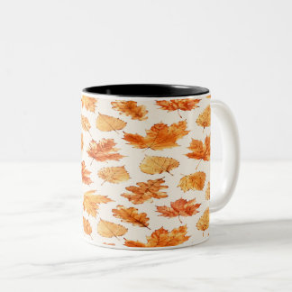 Caneca De Café Em Dois Tons Watercolor Autumn Leaves Mug