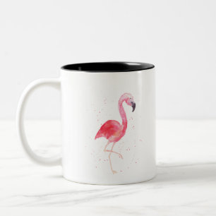 Caneca De Café Em Dois Tons Watercolor Flamingo