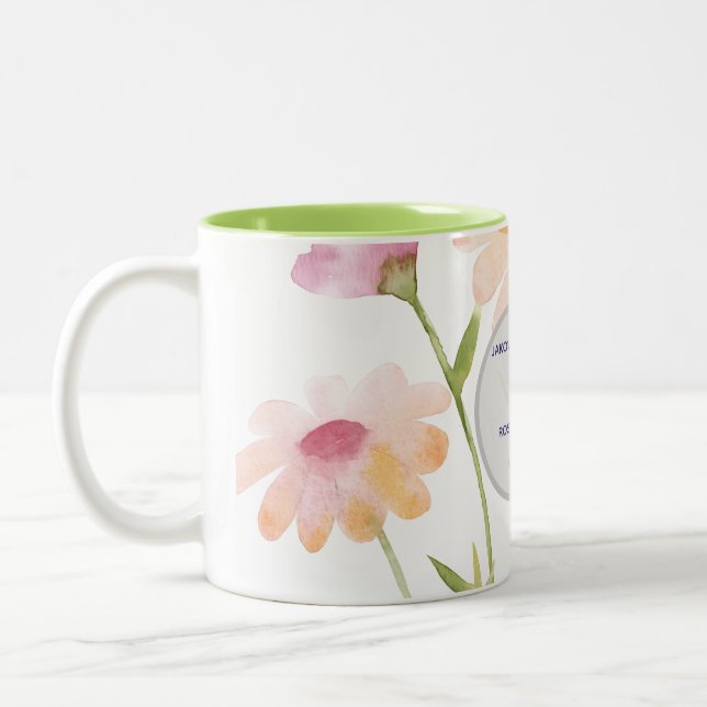 Caneca De Café Em Dois Tons watercolor flower editable (Esquerda)
