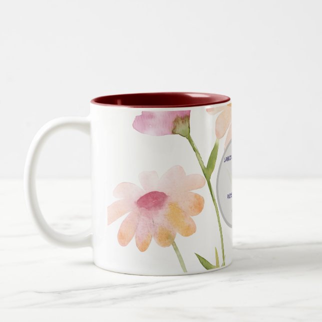 Caneca De Café Em Dois Tons watercolor flower editable (Esquerda)