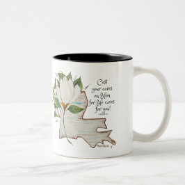 Caneca De Café Em Dois Tons Watercolor Louisiana Love with Magnolia