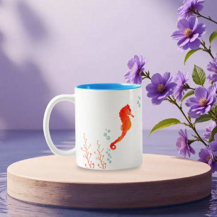 Caneca De Café Em Dois Tons Watercolor Seacavalo Mug - Cute Ocean Animal Cup