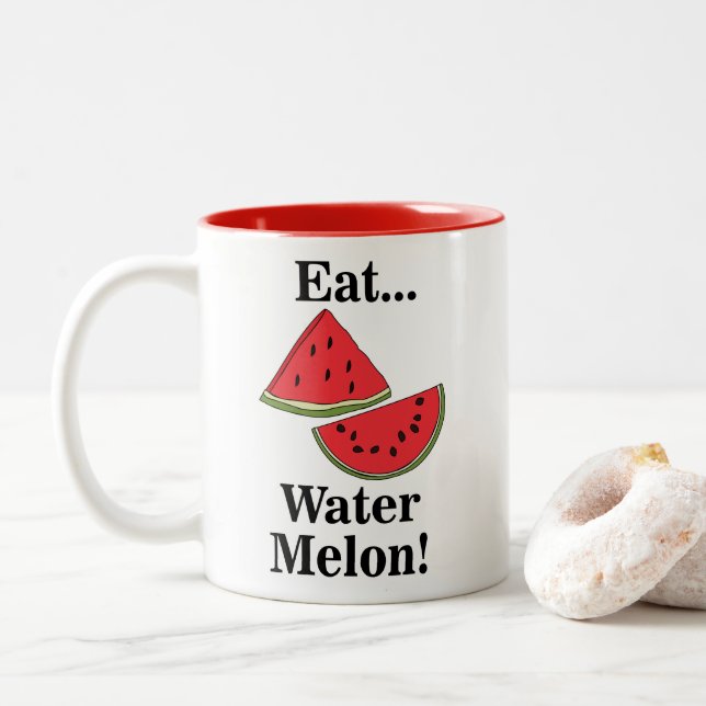 Caneca De Café Em Dois Tons Watermelon Funny Summer Fruit (Com Donut)