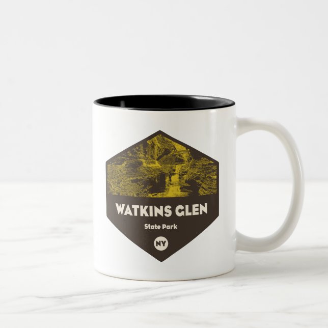 Caneca De Café Em Dois Tons Watkins Glen State Park Nova Iorque (Direita)