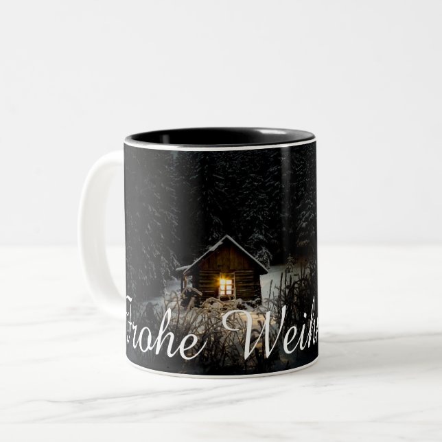 Caneca De Café Em Dois Tons Weihnachtsgrüße mit Hexenhaus (Frente Esquerda)