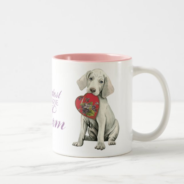 Caneca De Café Em Dois Tons Weimaraner Heart Mãe (Direita)