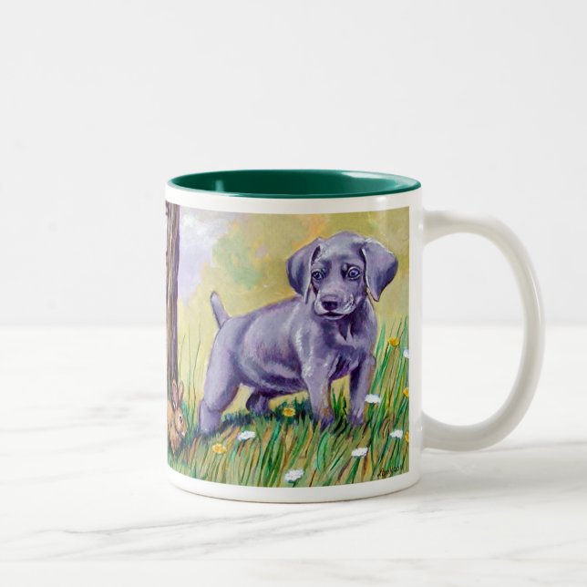 Caneca De Café Em Dois Tons Weimaraner Puppy Mug (Direita)