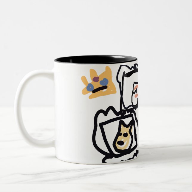 Caneca De Café Em Dois Tons Welsh Corgi hearts  (Esquerda)