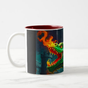 Caneca De Café Em Dois Tons Welsh Dragon Oferece Aquecimento para o Castelo In