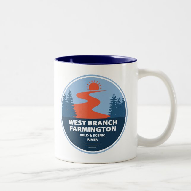 Caneca De Café Em Dois Tons West Branch Farmington Wild And Scenic River (Direita)