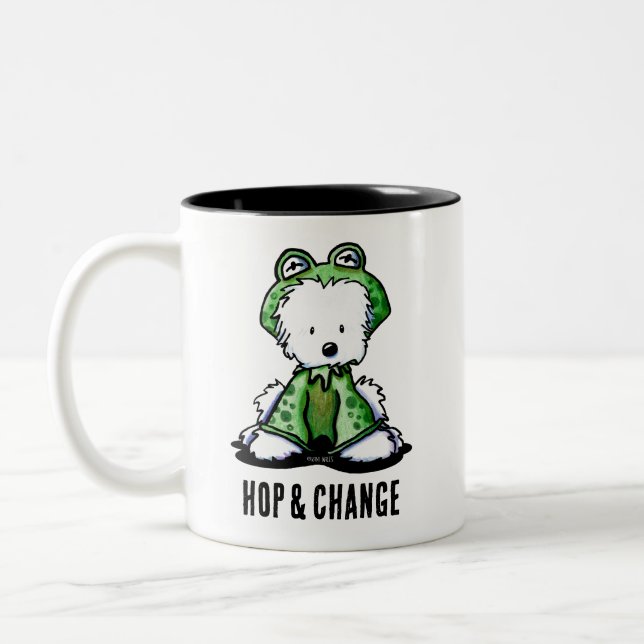 Caneca De Café Em Dois Tons Westie Frog T-Shirt (Esquerda)