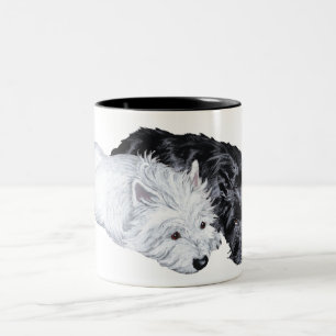 Caneca De Café Em Dois Tons Westie & Scottie à Vontade