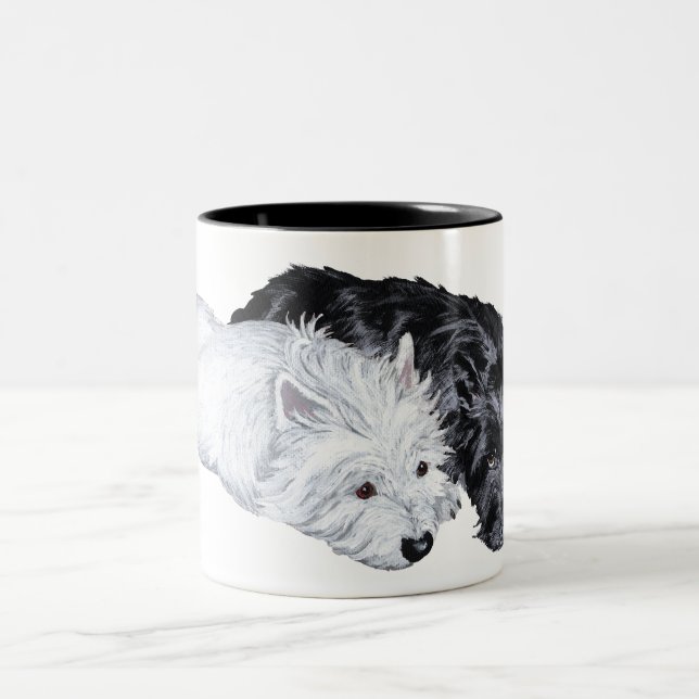 Caneca De Café Em Dois Tons Westie & Scottie em Ease (Centro)