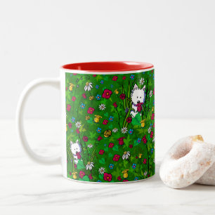 Caneca De Café Em Dois Tons Westies de Jardim KiniArt