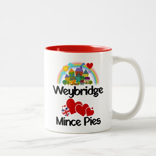 Caneca De Café Em Dois Tons Weybridge, Surrey UK ama tartes (Direita)