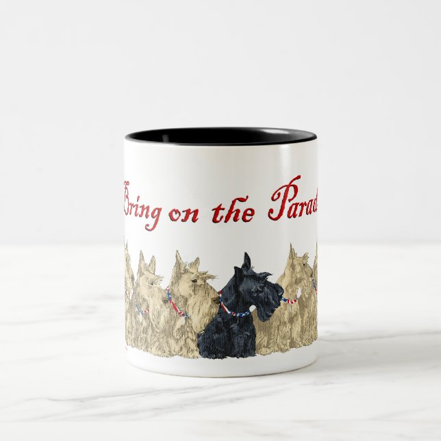Caneca De Café Em Dois Tons Wheaten & Black Scottish Terriers (Centro)