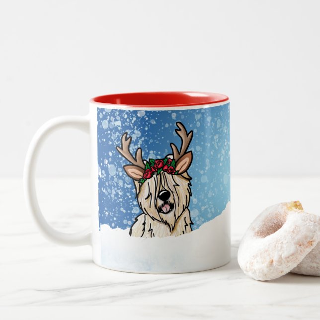 Caneca De Café Em Dois Tons Wheaten Terrier Reindeer Cã de Natal (Com Donut)