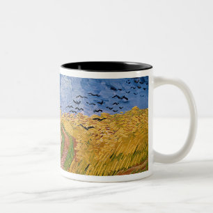 Caneca De Café Em Dois Tons Wheatfield com corvos, 1890 de Vincent van Gogh  