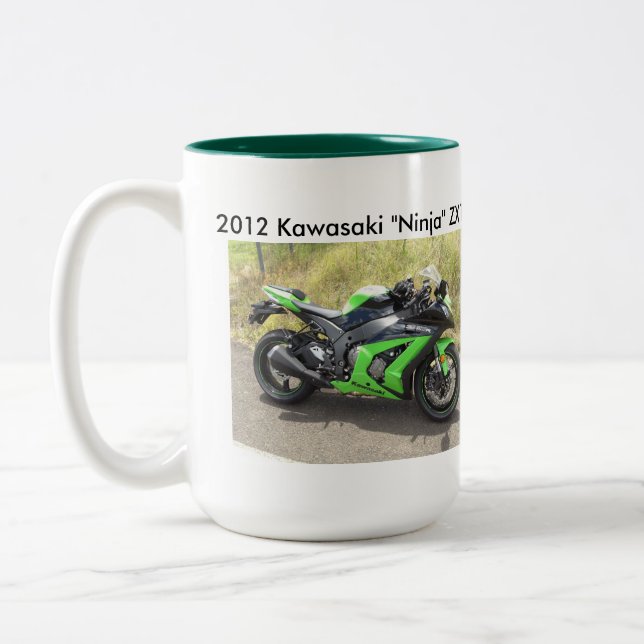 Caneca De Café Em Dois Tons Wheelie de ZX10R após Gixxer (Esquerda)