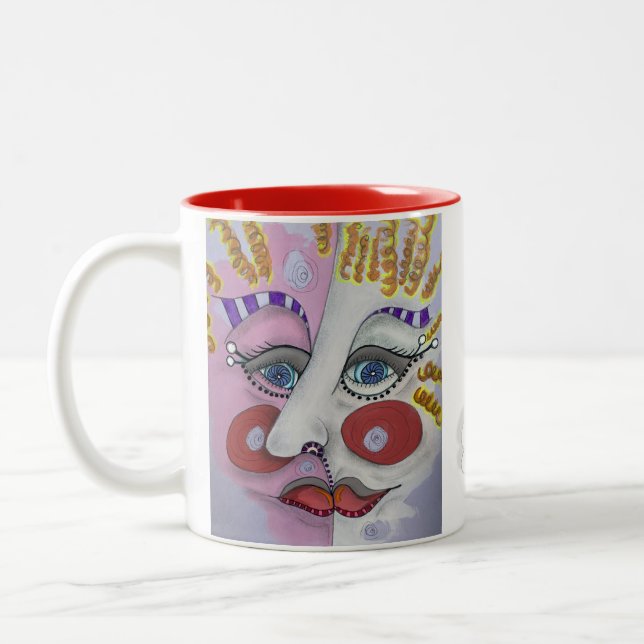 Caneca De Café Em Dois Tons Whimsic Face Mug (Esquerda)