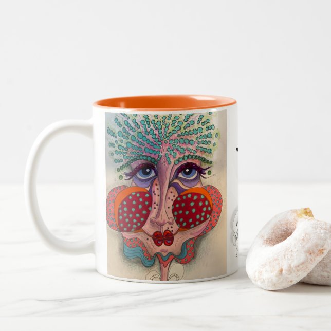 Caneca De Café Em Dois Tons Whimsic Face Mug (Com Donut)