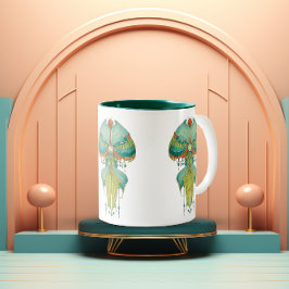 Caneca De Café Em Dois Tons Whimsical Bloom Harmony 