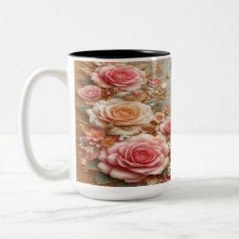 Caneca De Café Em Dois Tons Whimsical Elegance Floral Glitter