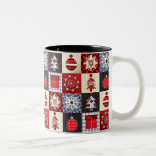 Caneca De Café Em Dois Tons Whimsical Gingham — Patchwork Qui