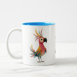 Caneca De Café Em Dois Tons Whimsical Parrot – Bright, Colourful Feathers 