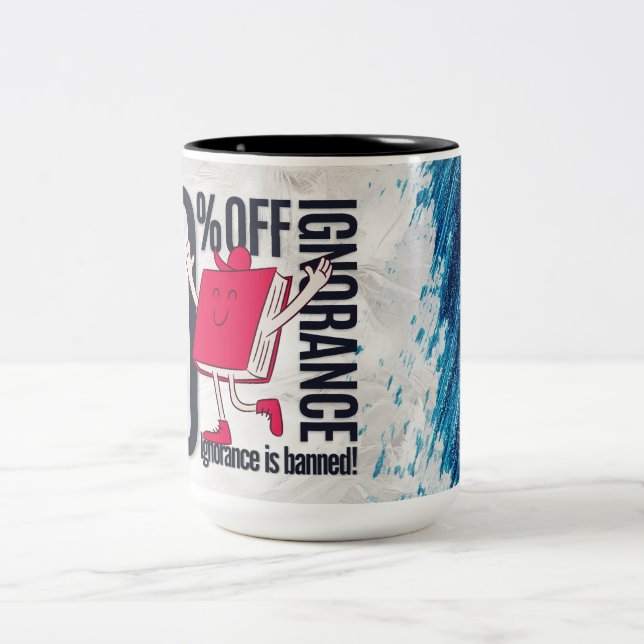 Caneca De Café Em Dois Tons Whimsical Red Book Character Ignorance Banned Moti (Centro)