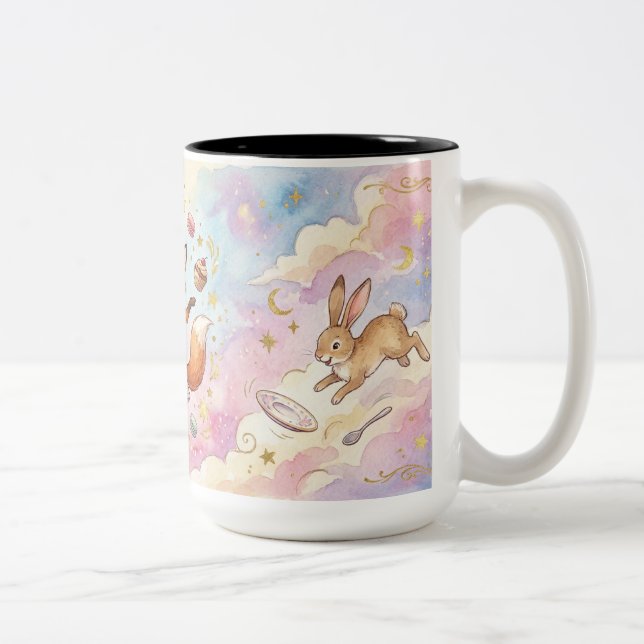 Caneca De Café Em Dois Tons Whimsical Tea Party Animals  (Direita)