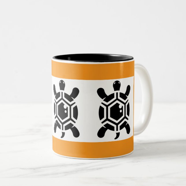 Caneca De Café Em Dois Tons Whimsical Turtle Art Coffee Cup (Frente Esquerda)