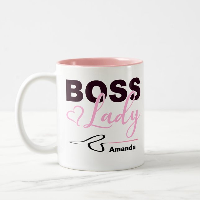 Caneca De Café Em Dois Tons Whip Lady Boss Rosa Personalizado (Esquerda)