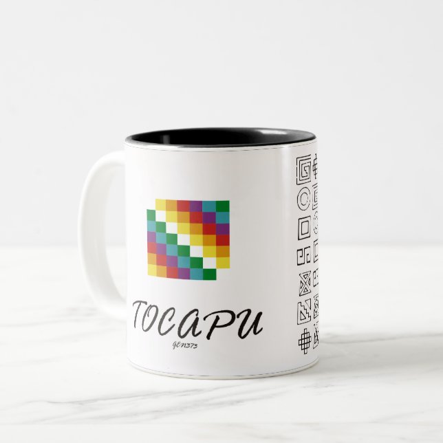 Caneca De Café Em Dois Tons Whipala y Tocapu (Frente Esquerda)