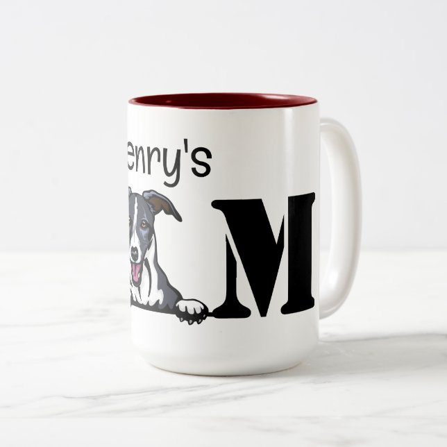 Caneca De Café Em Dois Tons Whippet Peeking Personalizado Mãe (Frente Esquerda)