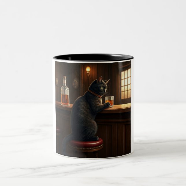 Caneca De Café Em Dois Tons Whiskey Cat: Mug Café De Dois Toneladas (Centro)