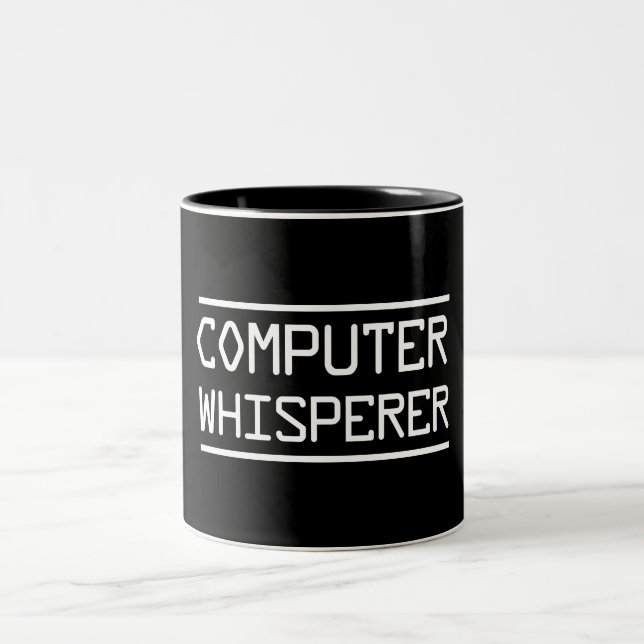 Caneca De Café Em Dois Tons Whisperer do computador (Centro)