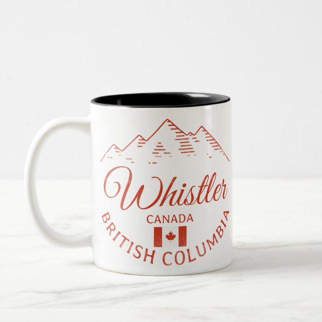 Caneca De Café Em Dois Tons Whistler BC Canada Mountain (Esquerda)