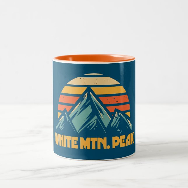 Caneca De Café Em Dois Tons White Mountain Peak California Retro Turquoise (Centro)