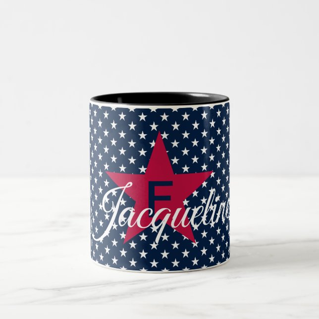 Caneca De Café Em Dois Tons White Stars de Nome Personalizado Clássico no Mari (Centro)
