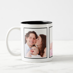 Caneca De Café Em Dois Tons White Trio Personalizada de Fotos de Retrato com Q