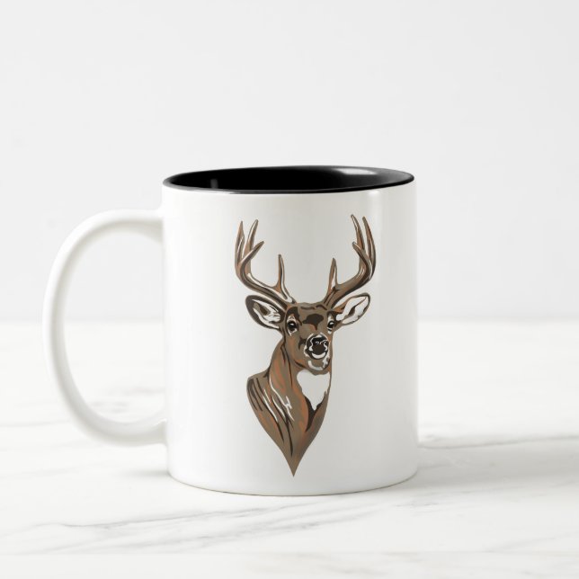 Caneca De Café Em Dois Tons Whitetail Buck Deer (Esquerda)