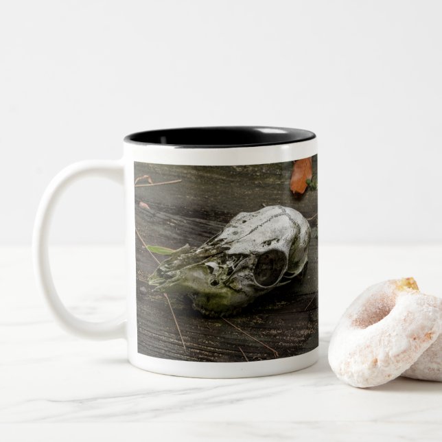 Caneca De Café Em Dois Tons Whitetail Deer Skull (Com Donut)