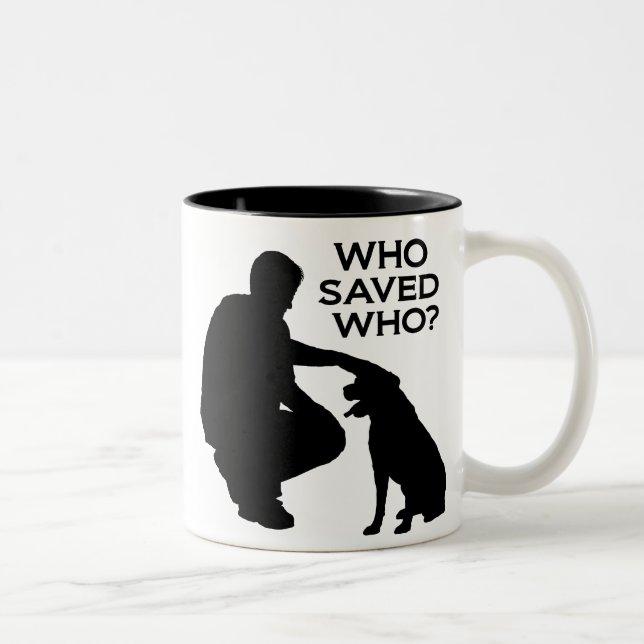 Caneca De Café Em Dois Tons Who saved who mug black print (Direita)