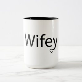 Caneca De Café Em Dois Tons Wifey - Canhão preto de 15 oz e dois toners