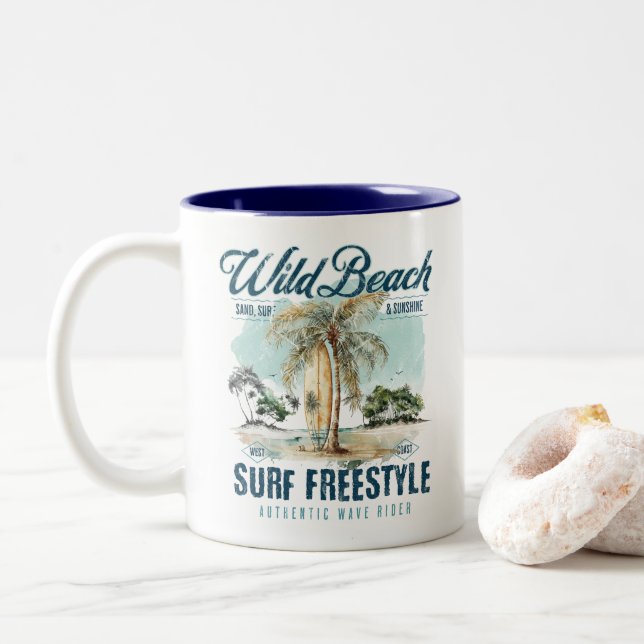 Caneca De Café Em Dois Tons Wild Beach – Surf Freestyle Retro Beach (Com Donut)