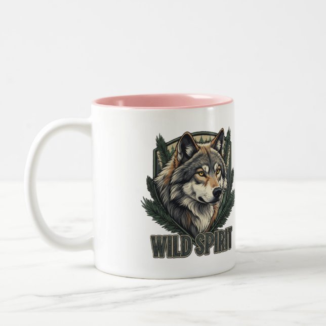 Caneca De Café Em Dois Tons Wild Spirit Wolf Mug (Esquerda)